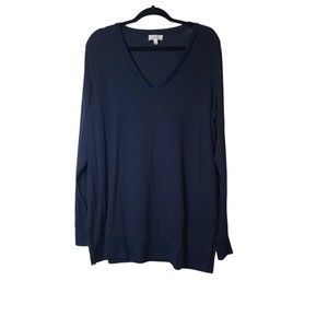 Lucky Brand Womens Size L Tunic Long-sleeve Navy Sweater